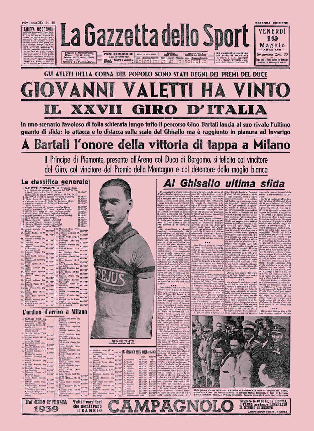 The pink Newspaper La Gazetto dello Sport