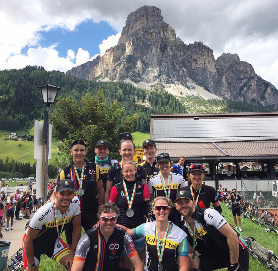 Maratona Dolomites team shot at the finish line