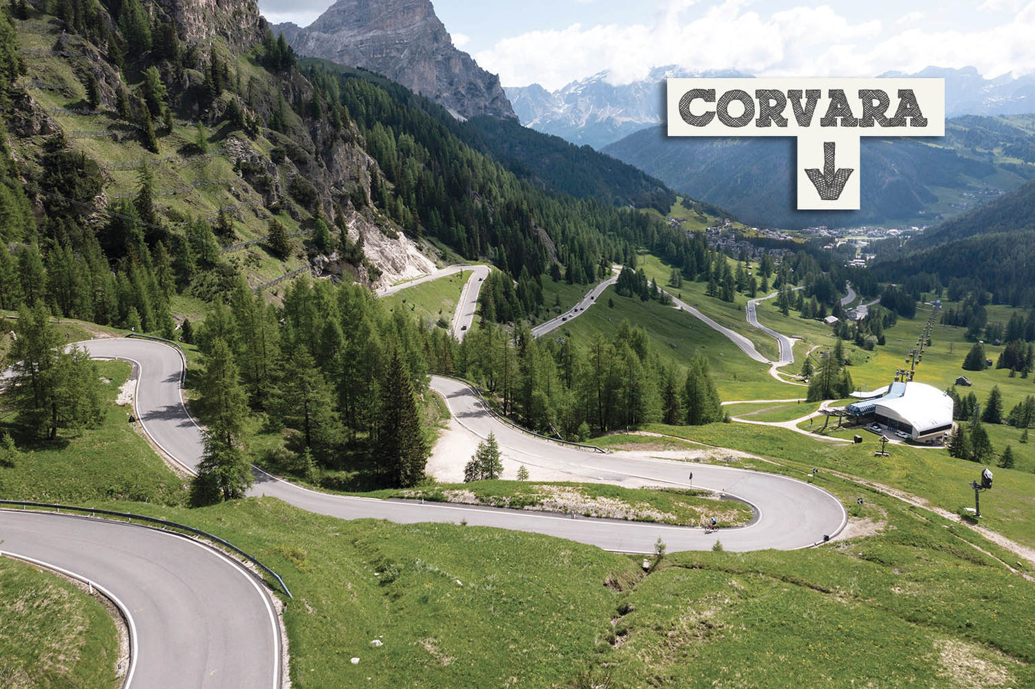 Passo Gardena looking down to Corvara