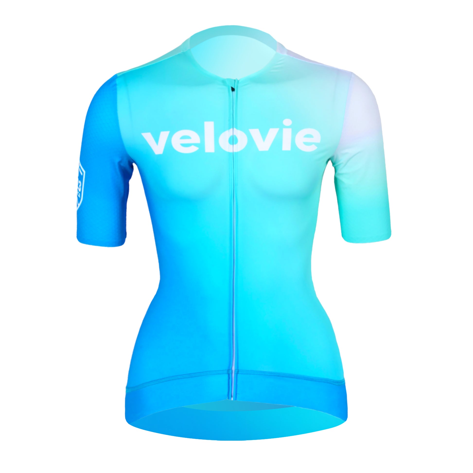 Women's Pro Aero Jersey in Blue & Celeste Fade, front