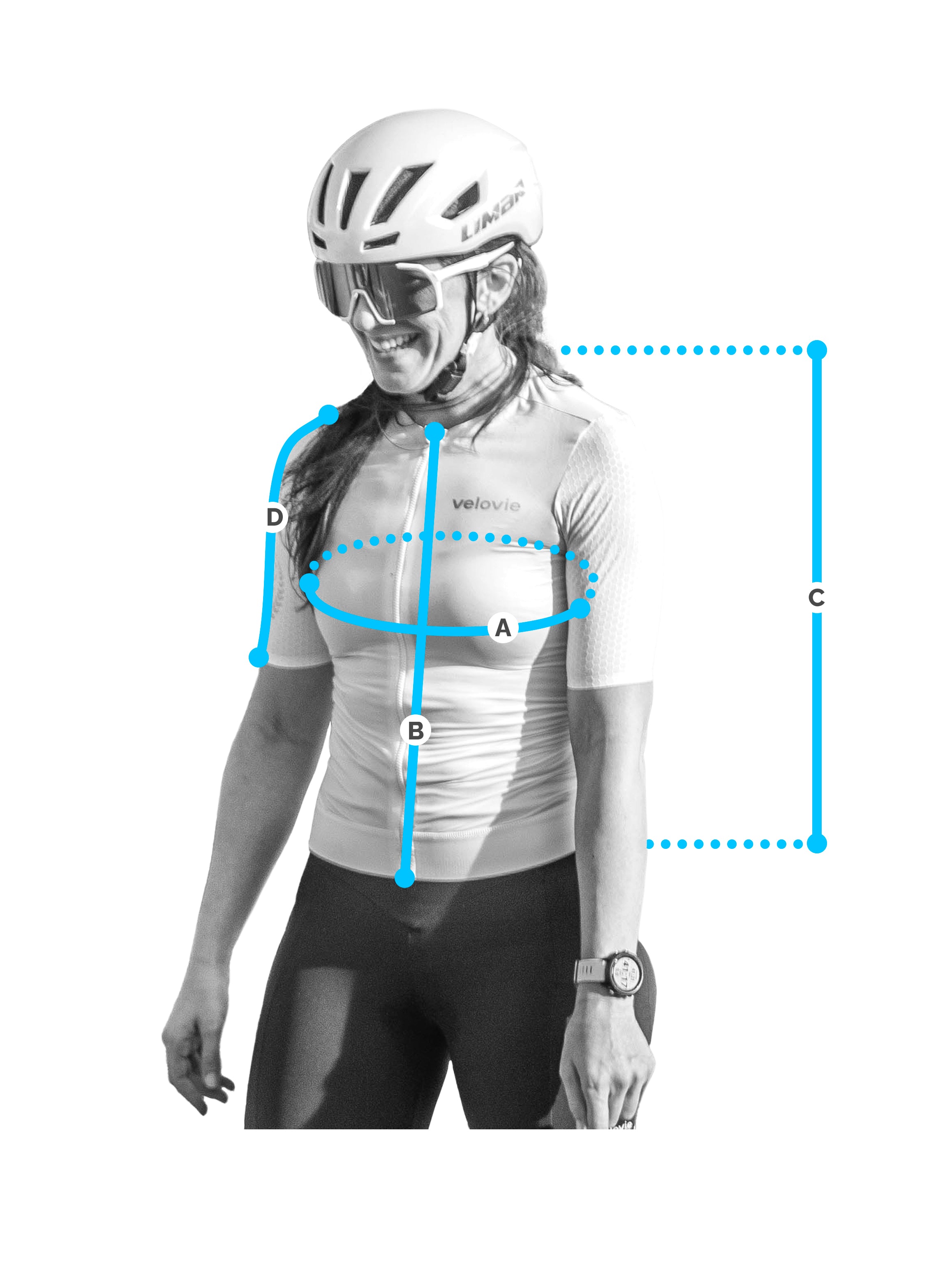 Women's Size Chart for VCC Women's Aero White Jersey